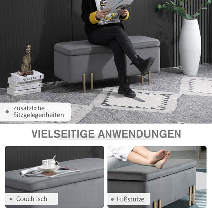 Upholstered storage bench, dark gray fabric, 100x40x42 cm
