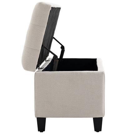 Storage bench, cream covered, linen-like polyester, 100 cm