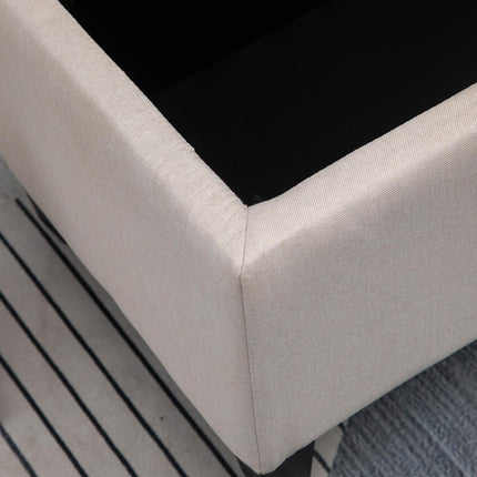 Storage bench, cream covered, linen-like polyester, 100 cm