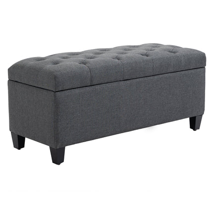 Upholstered storage bench, dark gray linen, 100 x 40 x 44 cm