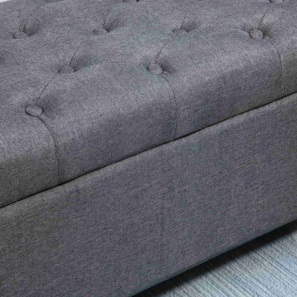 Upholstered storage bench, dark gray linen, 100 x 40 x 44 cm