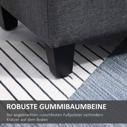 Upholstered storage bench, dark gray linen, 100 x 40 x 44 cm