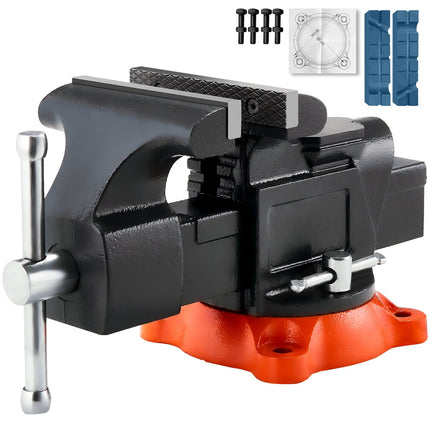 Bench Vise, 5 in Jaw Width, 360° Swivel Locking Base, Anvil, Pipe Jaws