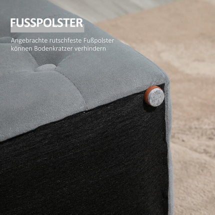 Folding storage bench with 2 stools, upholstered seat