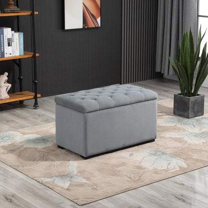 Folding storage bench with 2 stools, upholstered seat
