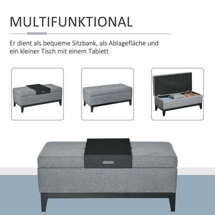 Upholstered storage bench, beige, 120 kg capacity