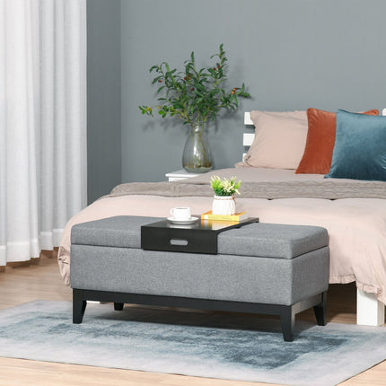 Upholstered storage bench, beige, 120 kg capacity