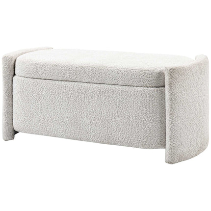 Cream Velvet Storage bench with lid - 105 x 44 x 45.5 cm