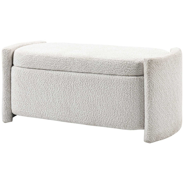 Cream Velvet Storage bench with lid - 105 x 44 x 45.5 cm
