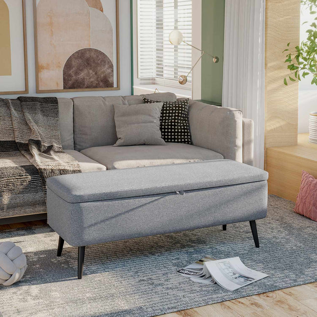 Upholstered storage bench - 150 kg capacity, steel legs