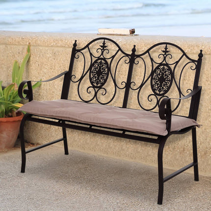 Beige polyester bench cushion set, soft padded, 120x54x5cm
