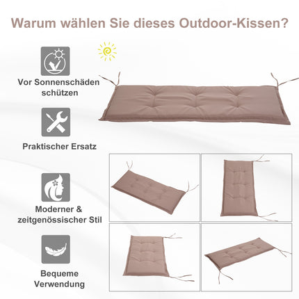 Beige polyester bench cushion set, soft padded, 120x54x5cm
