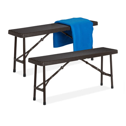 Bench set with 2 benches for brown beer
