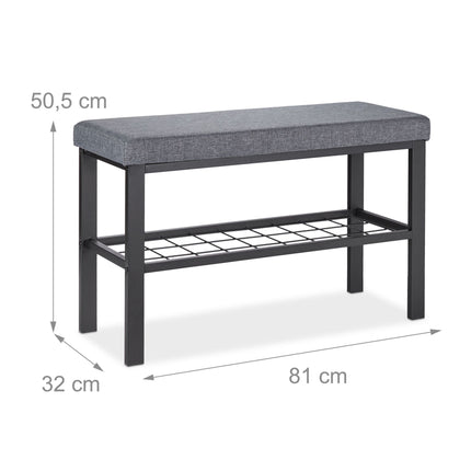 Bench with shoe storage in black-grey