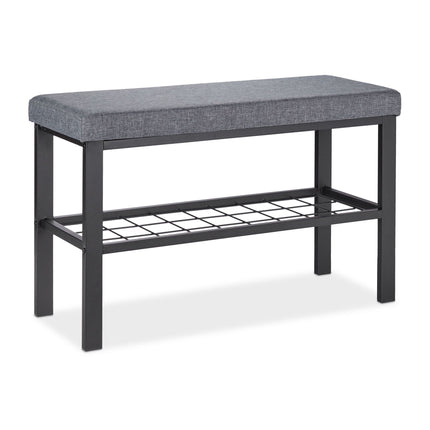Bench with shoe storage in black-grey