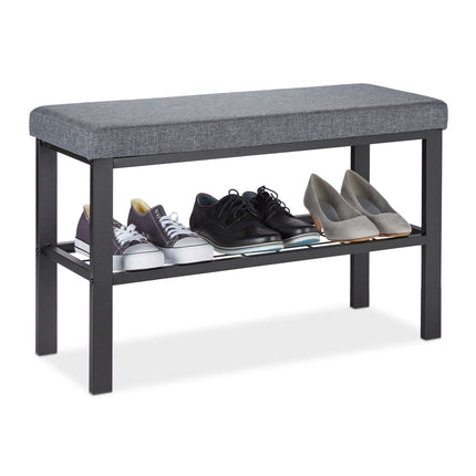 Bench with shoe storage in black-grey