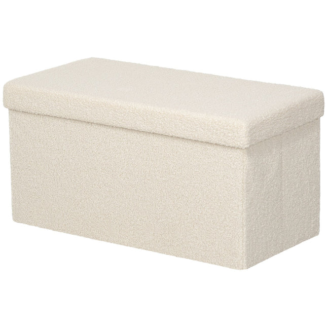 Bank met opbergruimte, opvouwbare gestoffeerde bank, bedbank met fluwelen look, zitkist voor hal, slaapkamer, woonkamer, 76 x 38 x 38 cm crèmewit