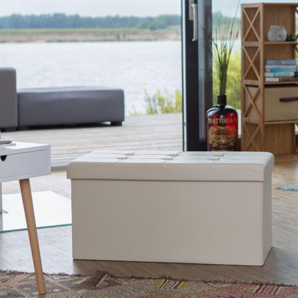 Bench with storage space in artificial leather