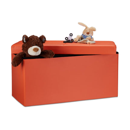 Bench with storage space in artificial leather