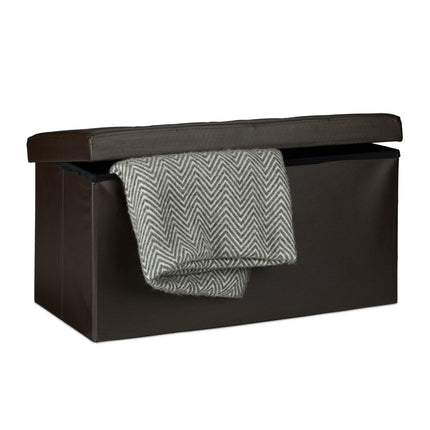 Bench with storage space in artificial leather