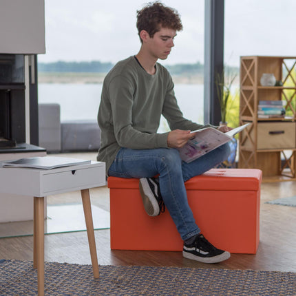 Bench with storage space in artificial leather