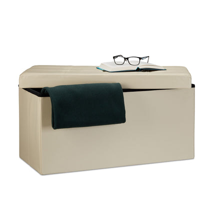 Bench with storage space in artificial leather
