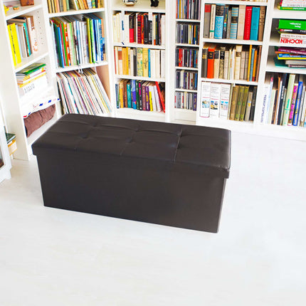 Bench with storage space in artificial leather