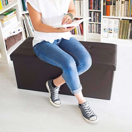 Bench with storage space in artificial leather