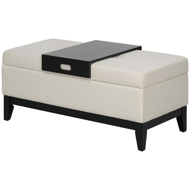 Upholstered storage bench, cream, holds up to 120 kg