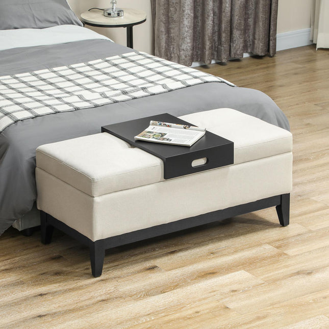 Upholstered storage bench, cream, holds up to 120 kg