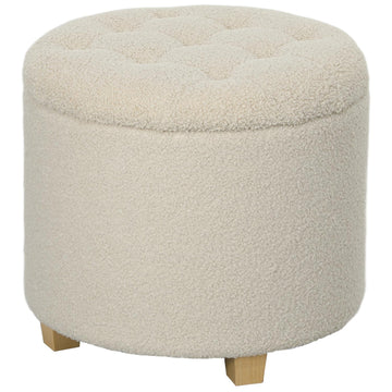 Upholstered storage bench, wooden frame, cream white