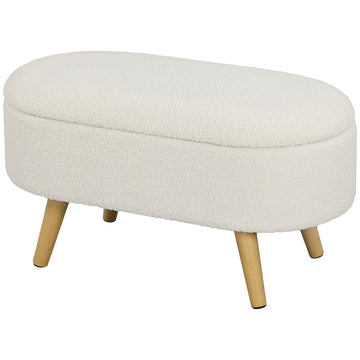 Storage bench with lid, Upholstered Teddy Velvet, 82x41x45 cm