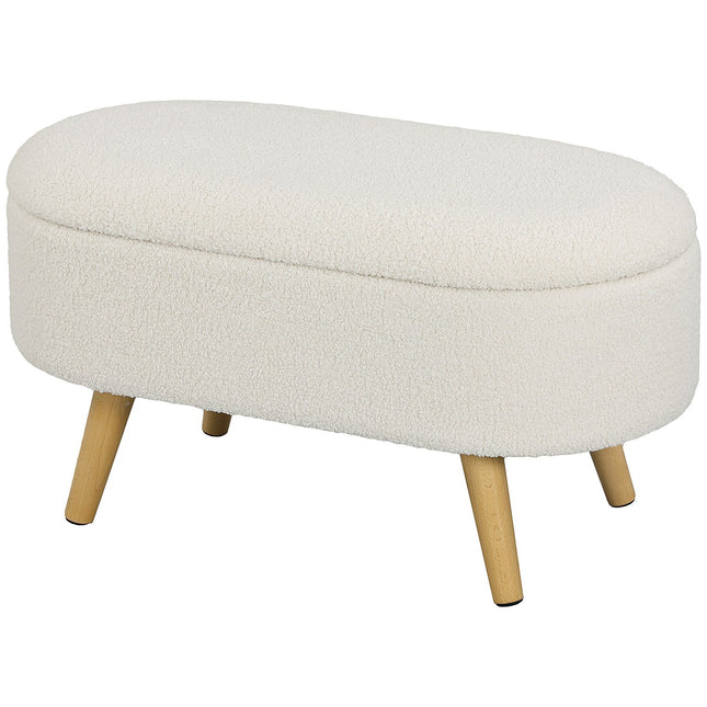 Storage bench with lid, Upholstered Teddy Velvet, 82x41x45 cm