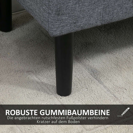 Bank met opbergruimte, gestoffeerde bank met linnenlook, houten poten, bedbank met een draagvermogen tot 130 kg, voor woonkamer, slaapkamer, hal, 116 x 44 x 58 cm lichtgrijs