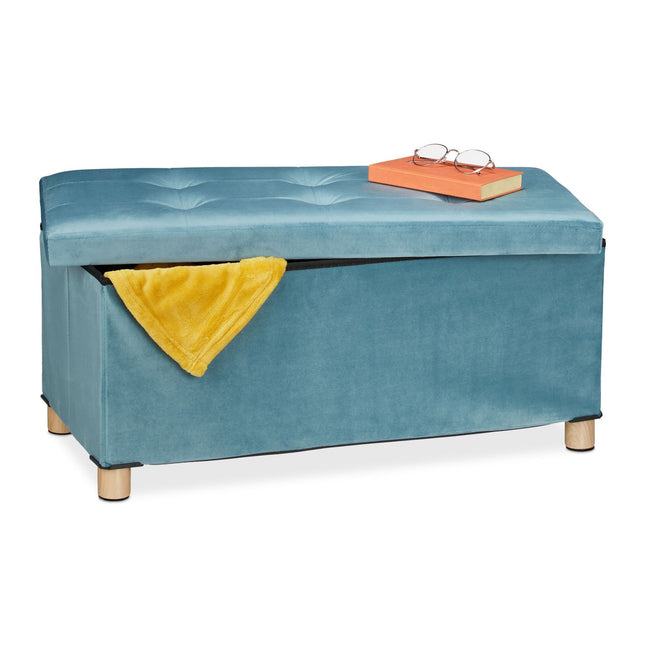 Bank met fluwelen bekleding en houten poten