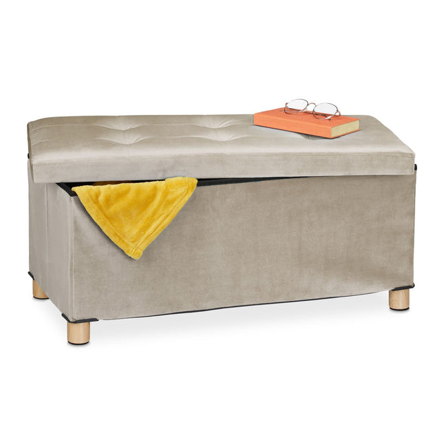 Bank met fluwelen bekleding en houten poten