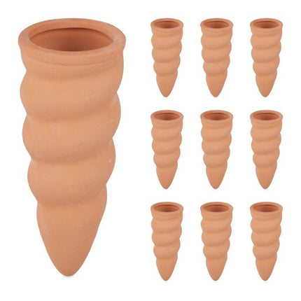 Bent clay cones in a set of 10