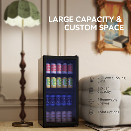 Beverage Cooler, 93L, 115 Can Capacity, Adjustable Shelves