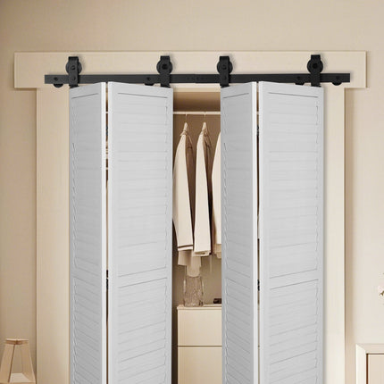 Bi-Folding Barn Door Track Kit, 52 In Top Mount, 330 Lb; 4 Door