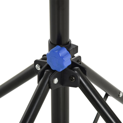 Bicycle repair stand with tray, adjustable, four-legged, black