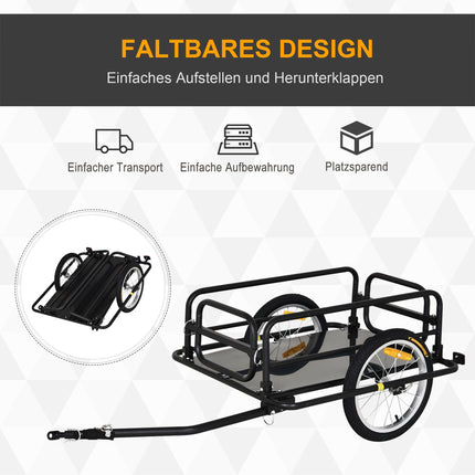 Bicycle Cargo Trailer, Steel Frame, 40 kg Capacity, Black