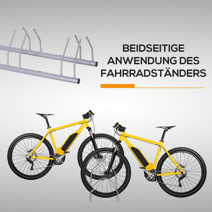 Steel rack for 4 bikes, floor and wall mount, silver finish