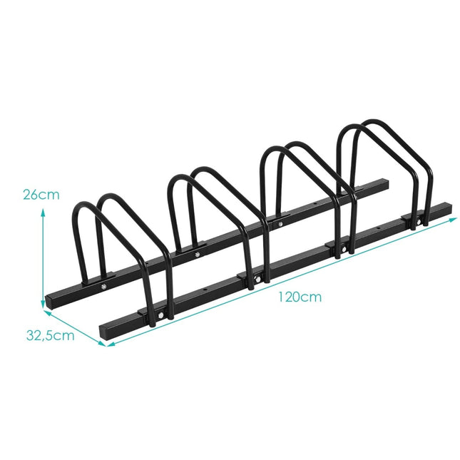 Bicycle Rack for 4 Bikes, Steel, Indoor/Outdoor Use