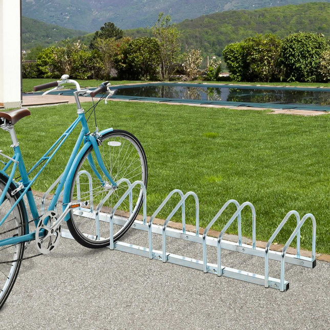 Steel bicycle rack - floor and wall mount, fits up to 6 bicycles