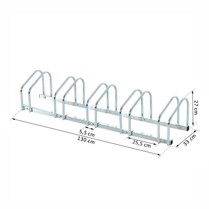 Steel bicycle rack - floor and wall mount, fits up to 6 bicycles