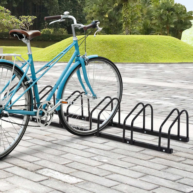 Bicycle rack for 6 bicycles, wall/floor mount, steel, black