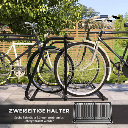 Weather-resistant bicycle rack in steel for 6 bicycles