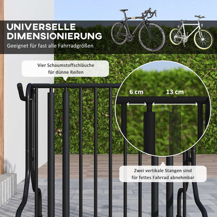 Bicycle rack in black steel, weatherproof, holds 4 bicycles