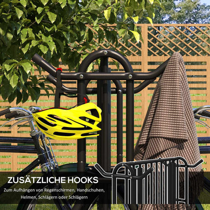 Bicycle rack in black steel, weatherproof, holds 4 bicycles
