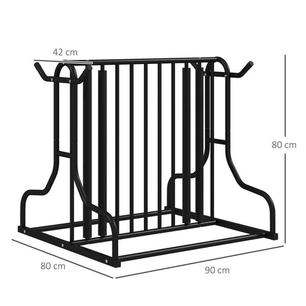Bicycle rack in black steel, weatherproof, holds 4 bicycles